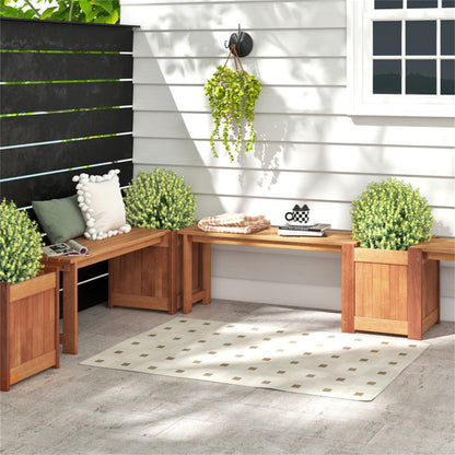 Outdoor bench with planter box