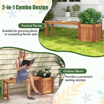 Outdoor bench with planter box
