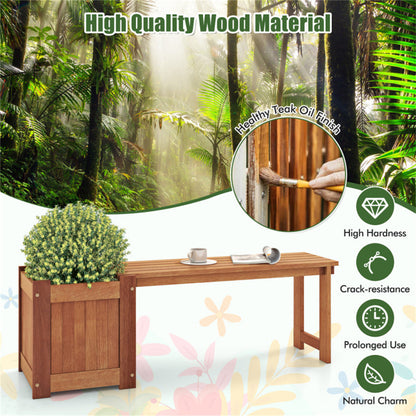 Outdoor bench with planter box