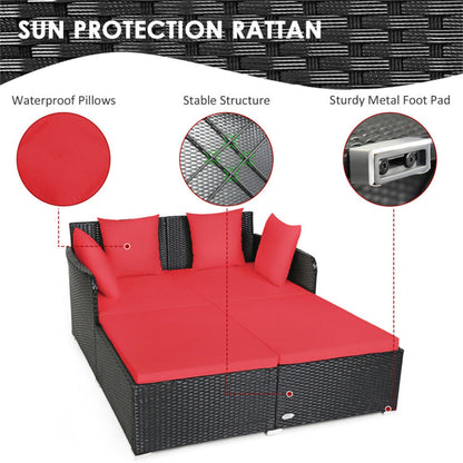 Red Outdoor Rattan Daybed