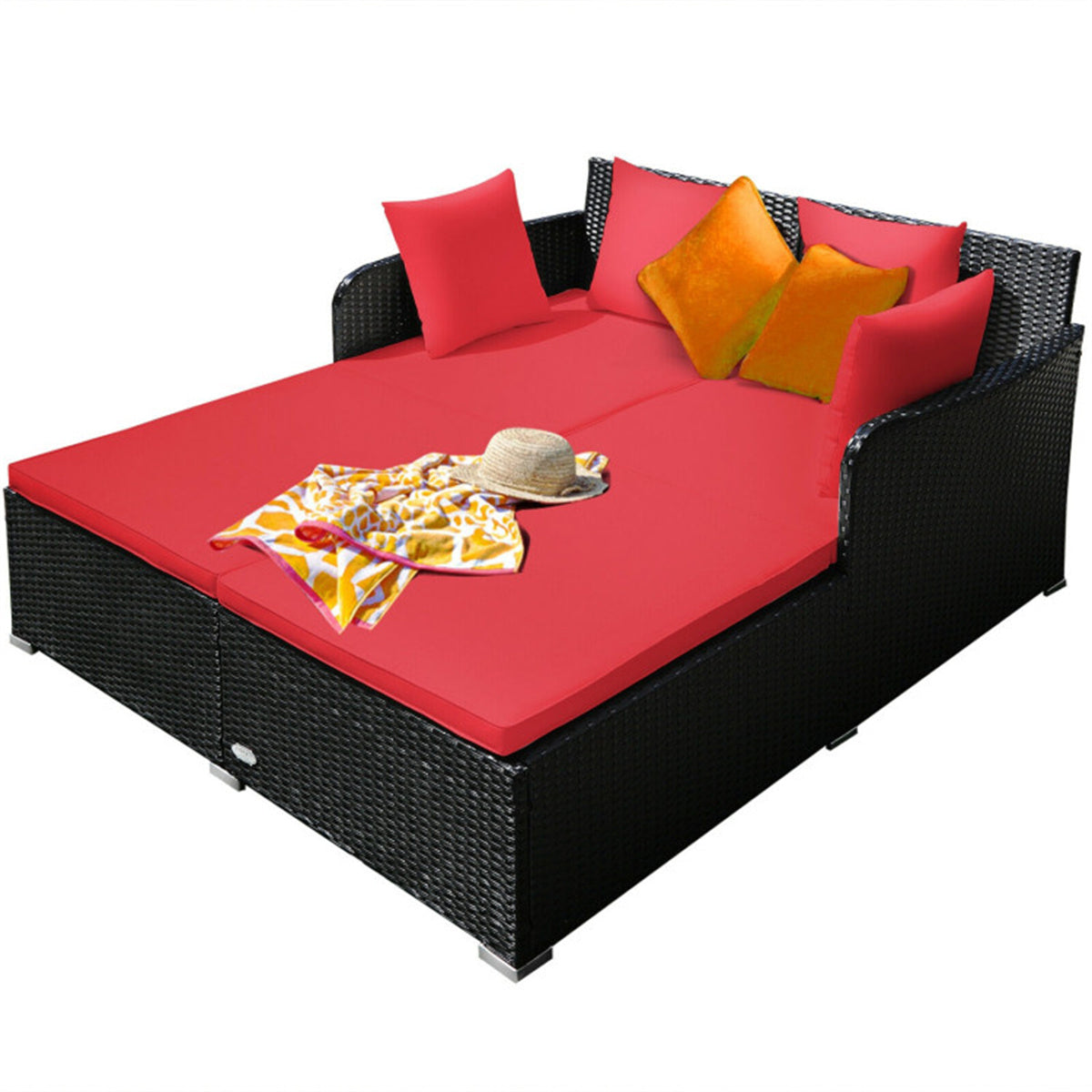 Red Outdoor Rattan Daybed