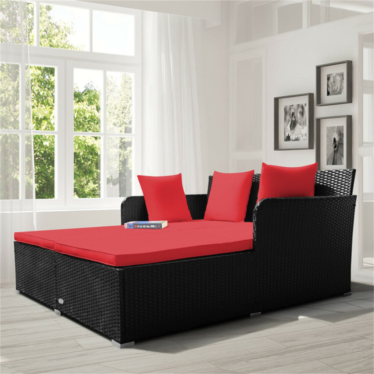 Red Outdoor Rattan Daybed