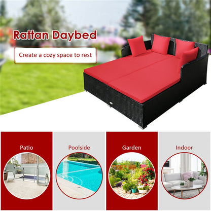 Red Outdoor Rattan Daybed