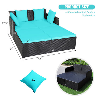 Turquoise Outdoor Rattan Daybed