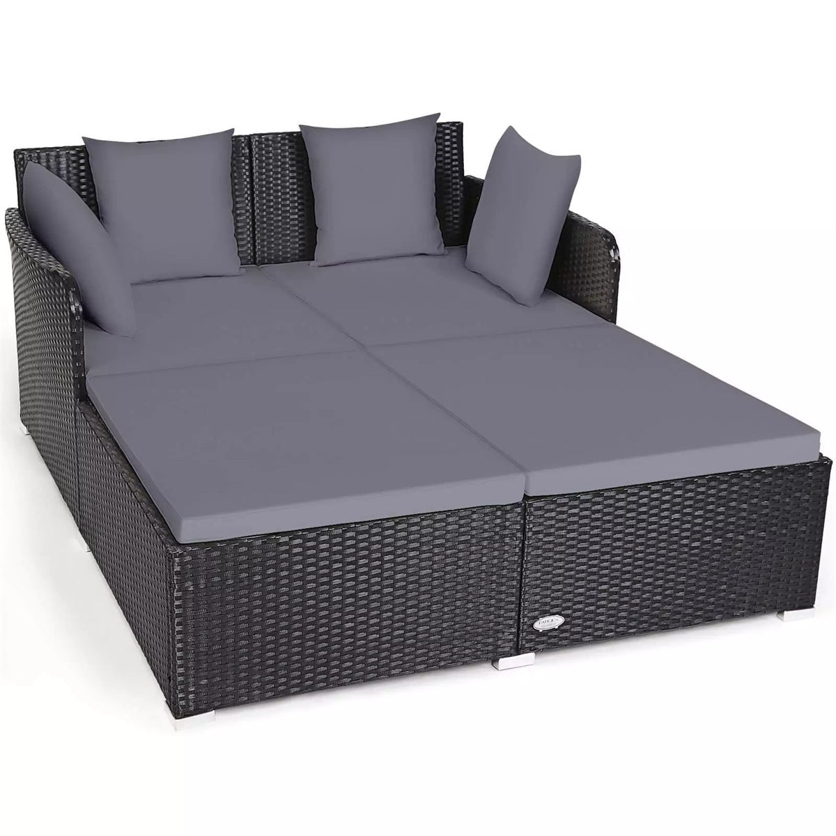 Gray Outdoor Rattan Daybed