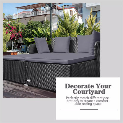 Gray Outdoor Rattan Daybed