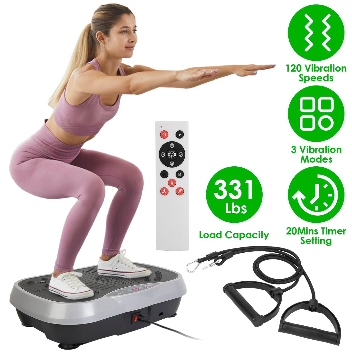 Vibration Exercise Machine With Resistant Bands