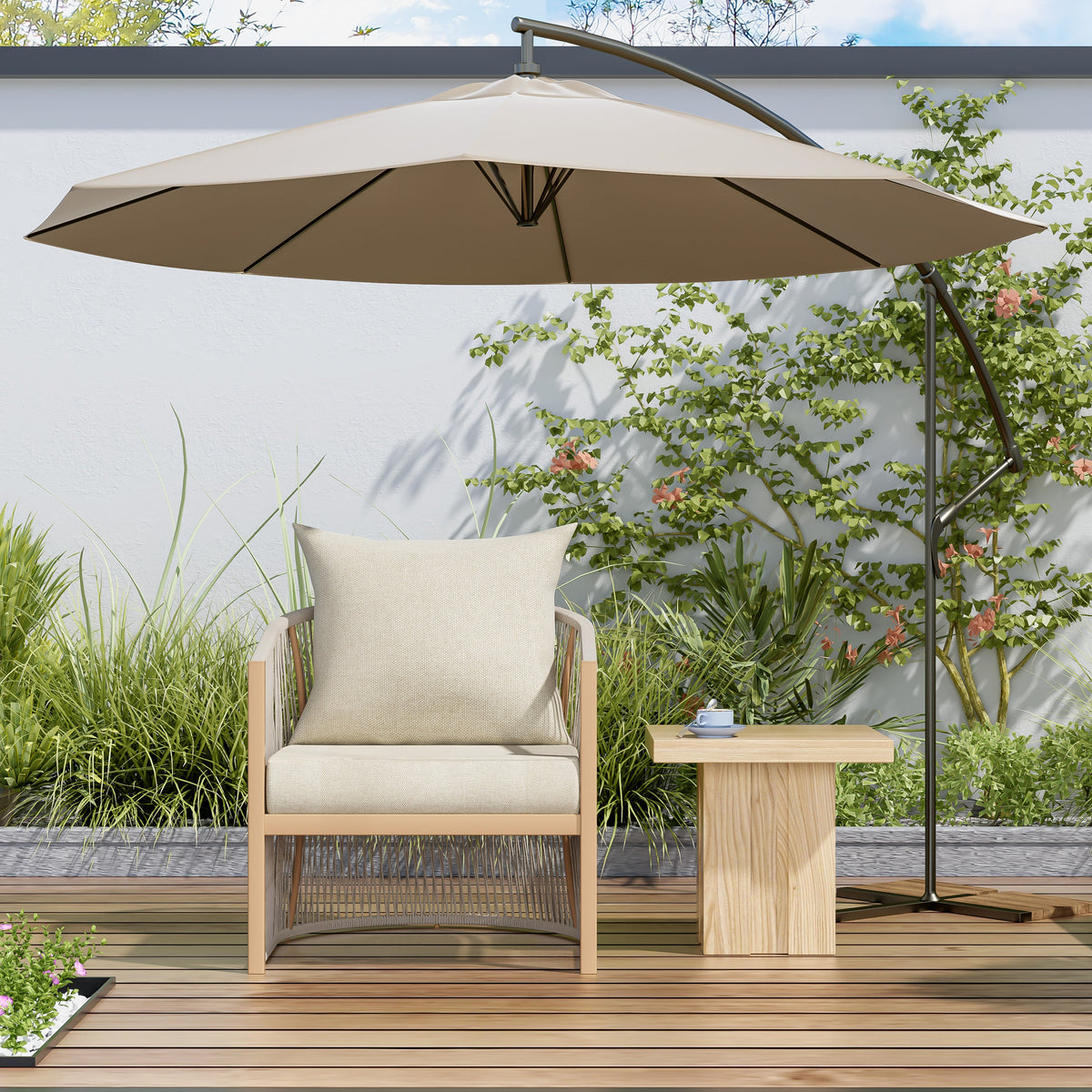 Cushioned patio lounge chair, view 11