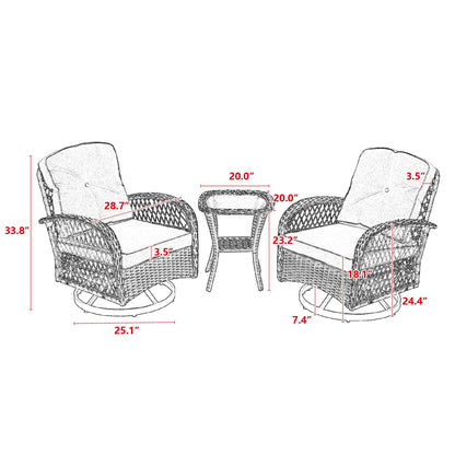 3 Pieces Outdoor Swivel Rocker Set