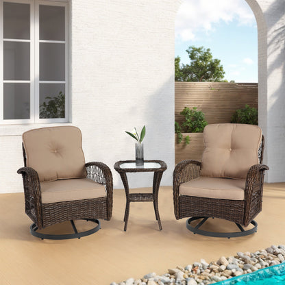 3 Pieces Outdoor Swivel Rocker Set