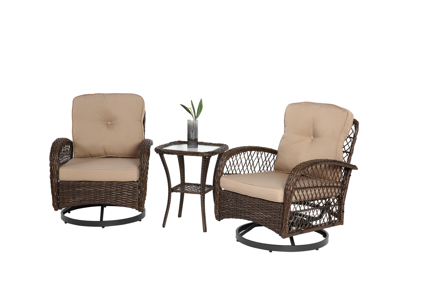 3 Pieces Outdoor Swivel Rocker Set