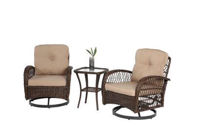 3 Pieces Outdoor Swivel Rocker Set