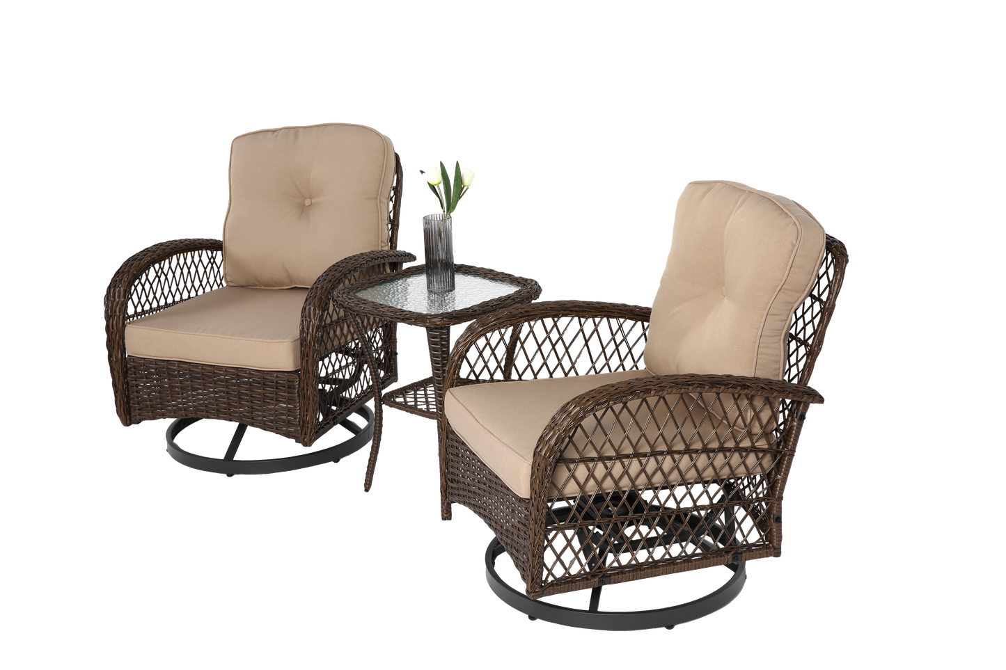 3 Pieces Outdoor Swivel Rocker Set