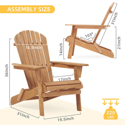 Wooden Outdoor Folding Adirondack Chair Set