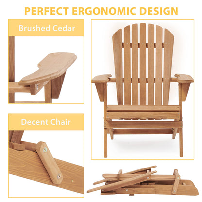 Wooden Outdoor Folding Adirondack Chair Set
