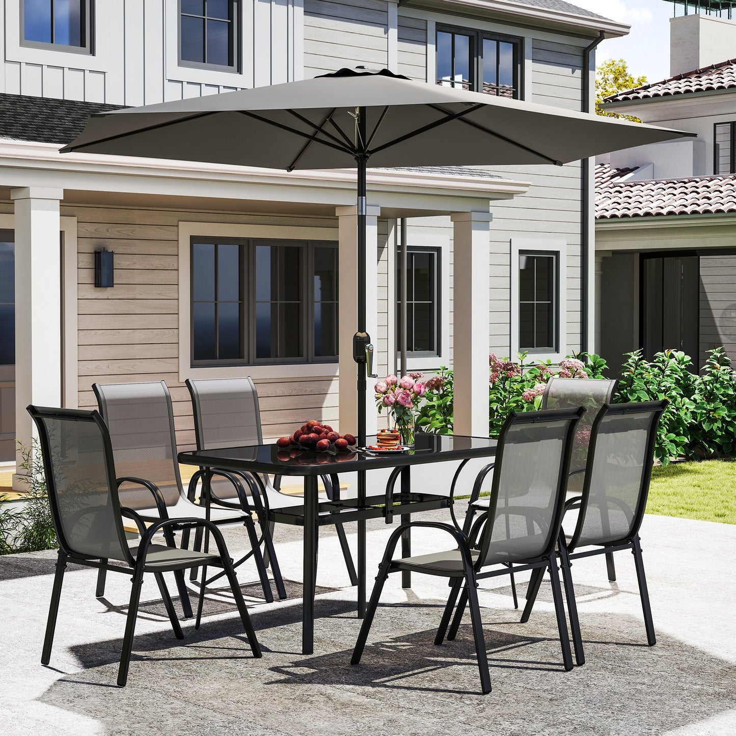 Outdoor Dining Set With Umbrella