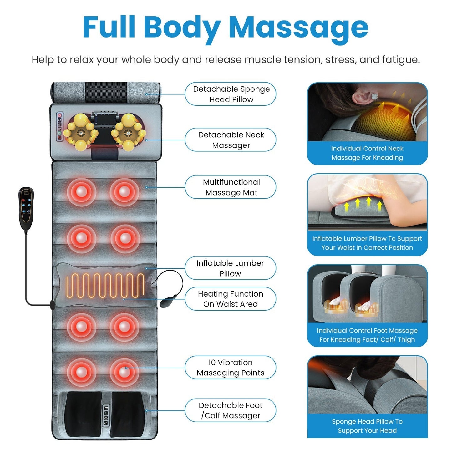 Full Body Electric Massage Mat with Heat