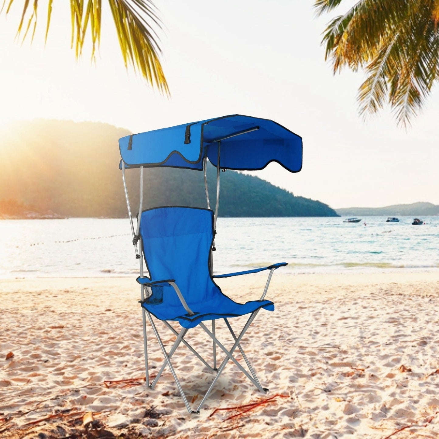 Foldable Beach Canopy Chair Sun Protection Camping Lawn Canopy Chair