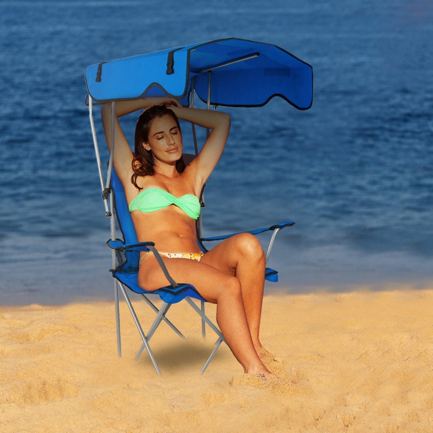 Foldable Beach Canopy Chair Sun Protection Camping Lawn Canopy Chair