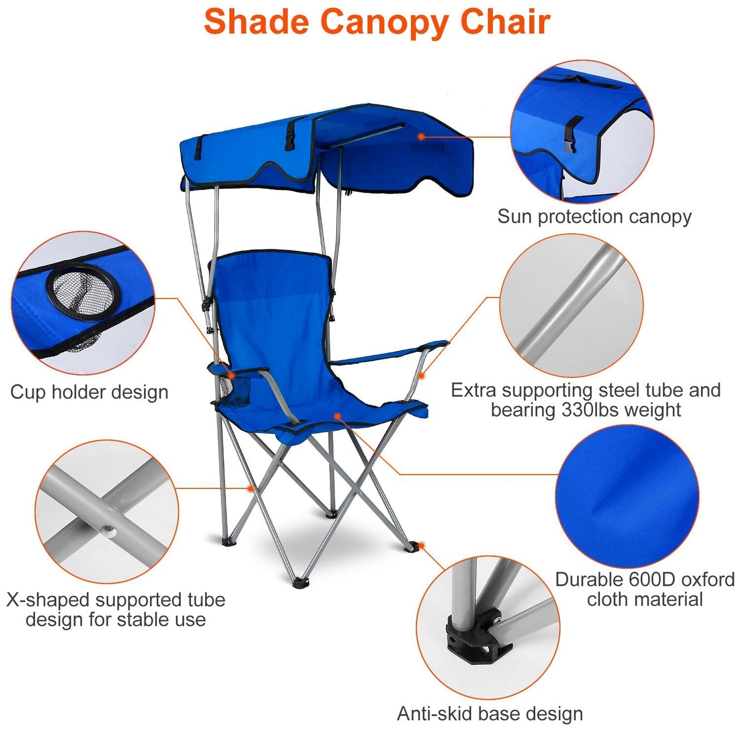 Foldable Beach Canopy Chair Sun Protection Camping Lawn Canopy Chair
