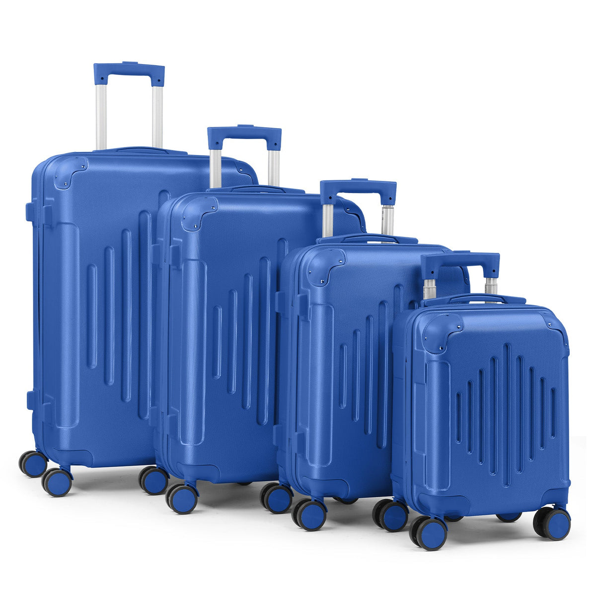 4-piece deep blue hard-shell suitcase set for long trips