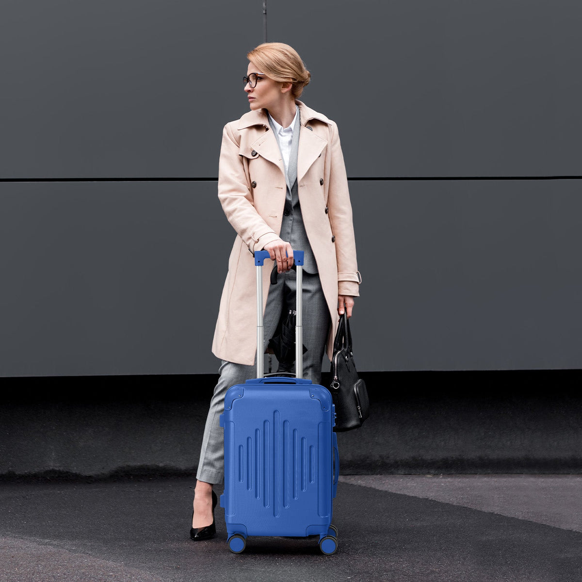 Deep blue suitcase set, view 5