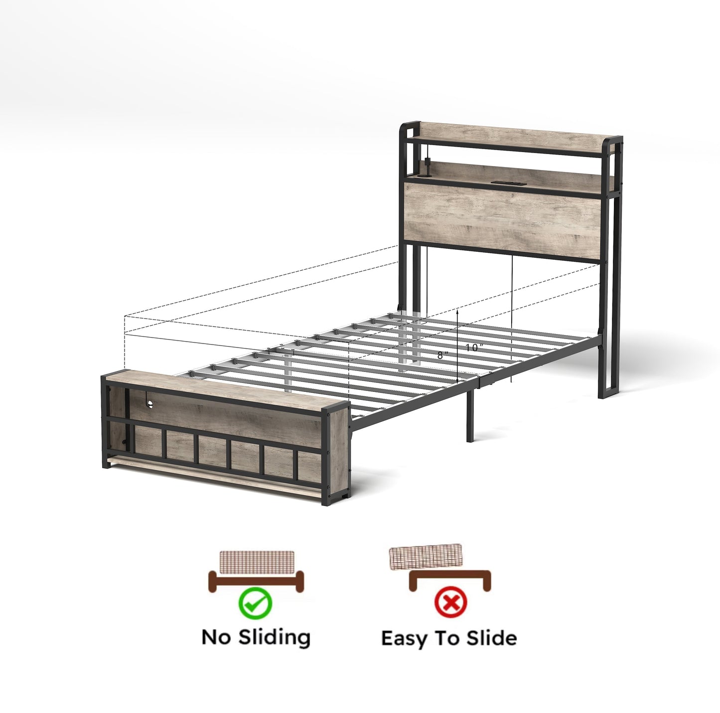 Twin Bed Frames Headboard and Charging Station