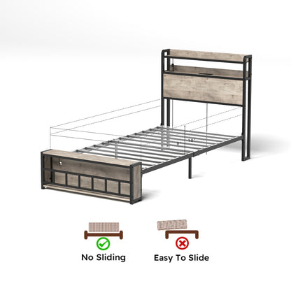 Twin Bed Frames Headboard and Charging Station