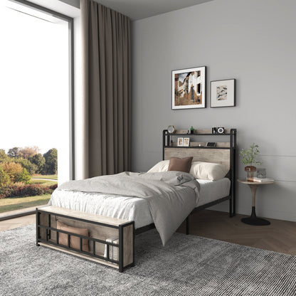 Twin Bed Frames Headboard and Charging Station