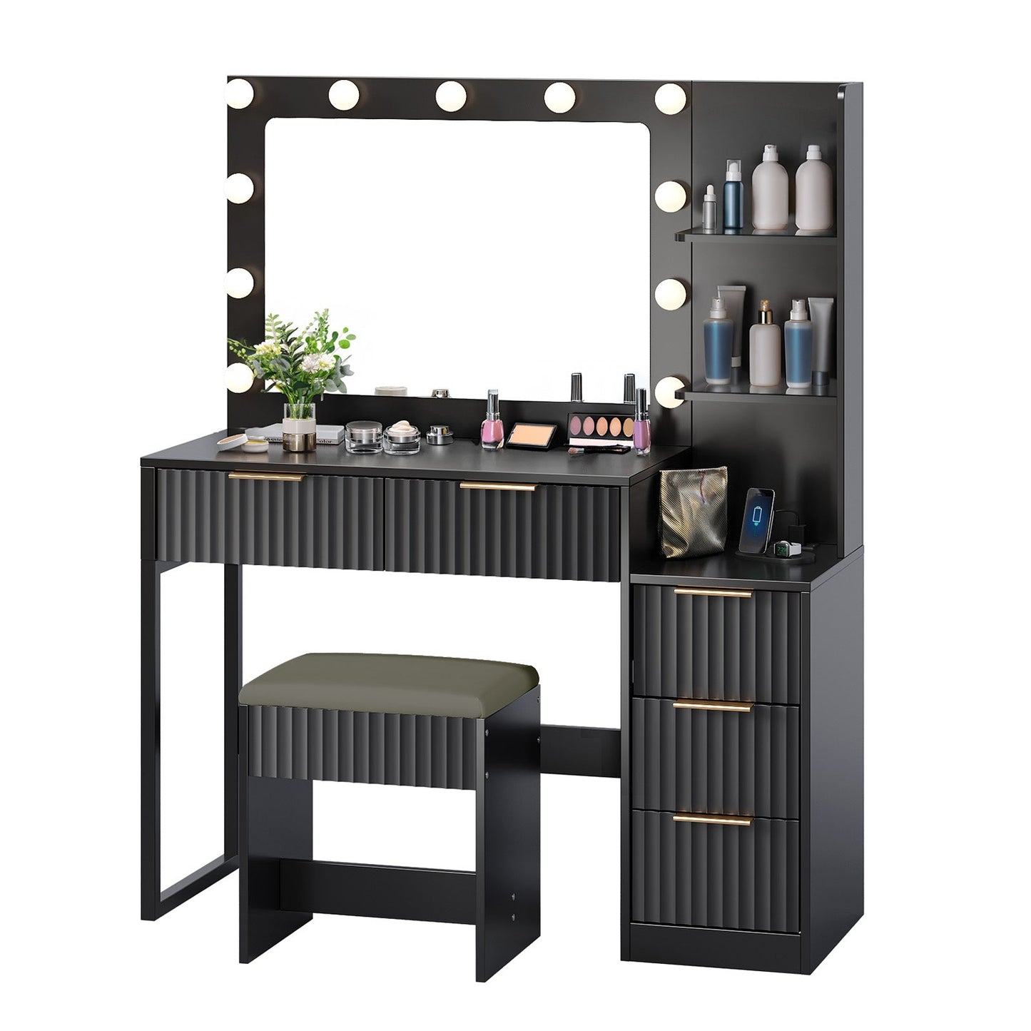 Black particleboard with a melamine finish