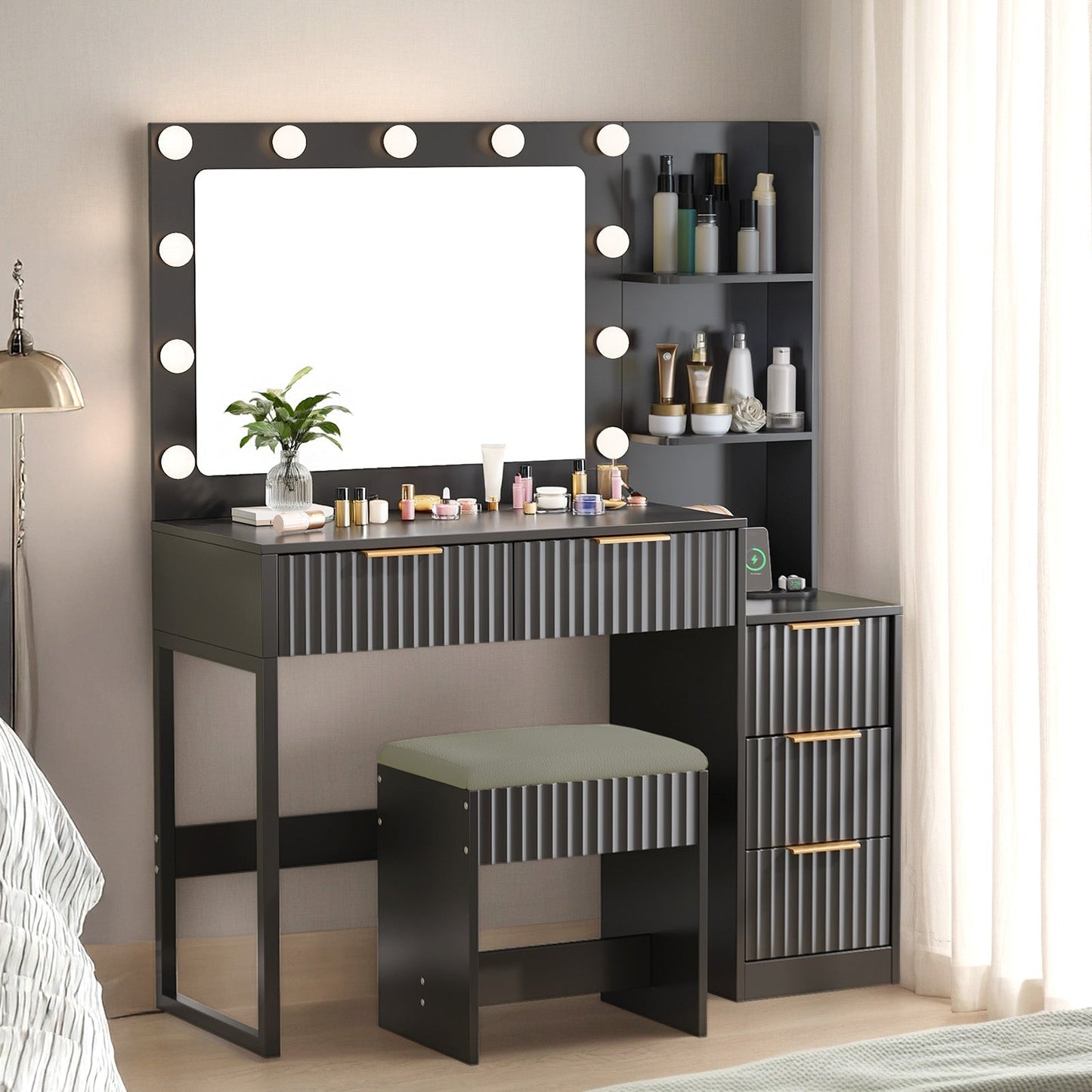 Black particleboard with a melamine finish
