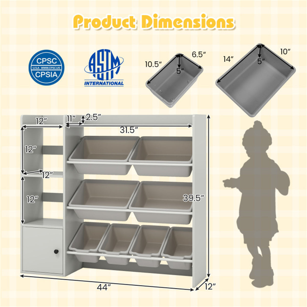 Kids Toy Organizer (Grey)