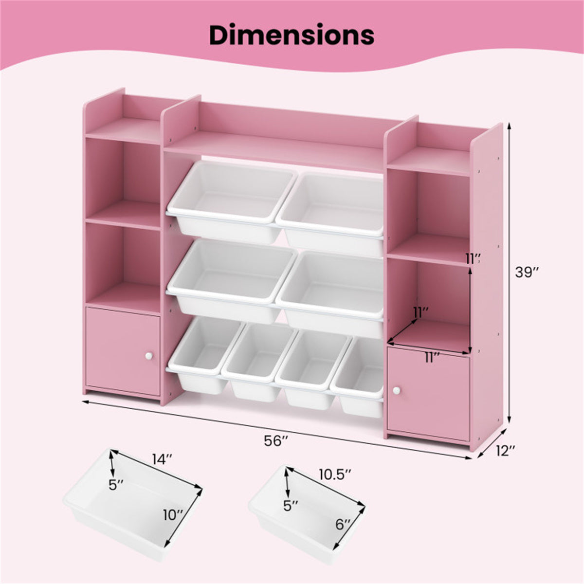 Pink Multi-Functional Kids Storage Shelf