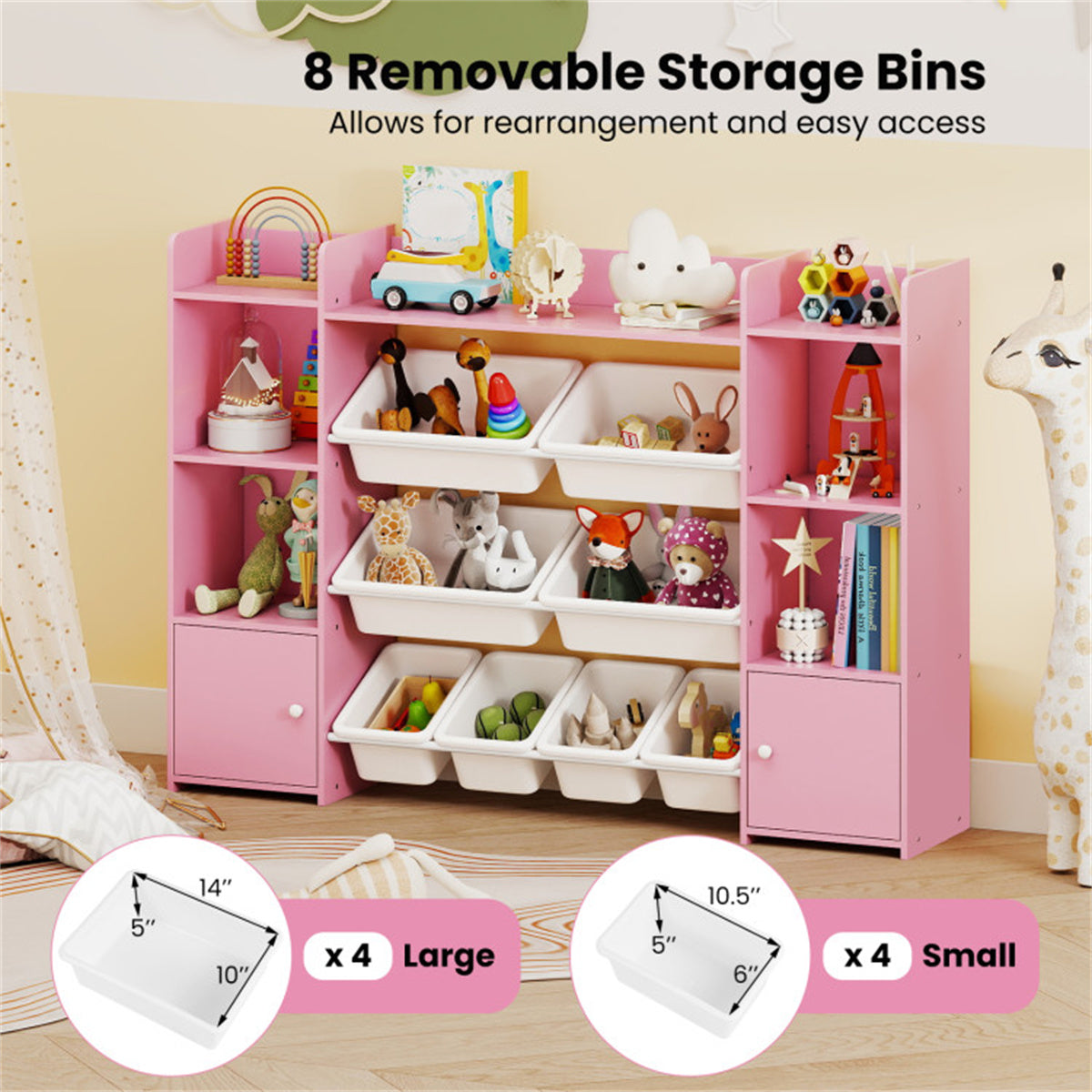 Pink Multi-Functional Kids Storage Shelf
