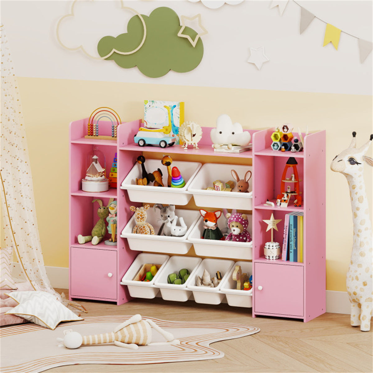 Pink Multi-Functional Kids Storage Shelf