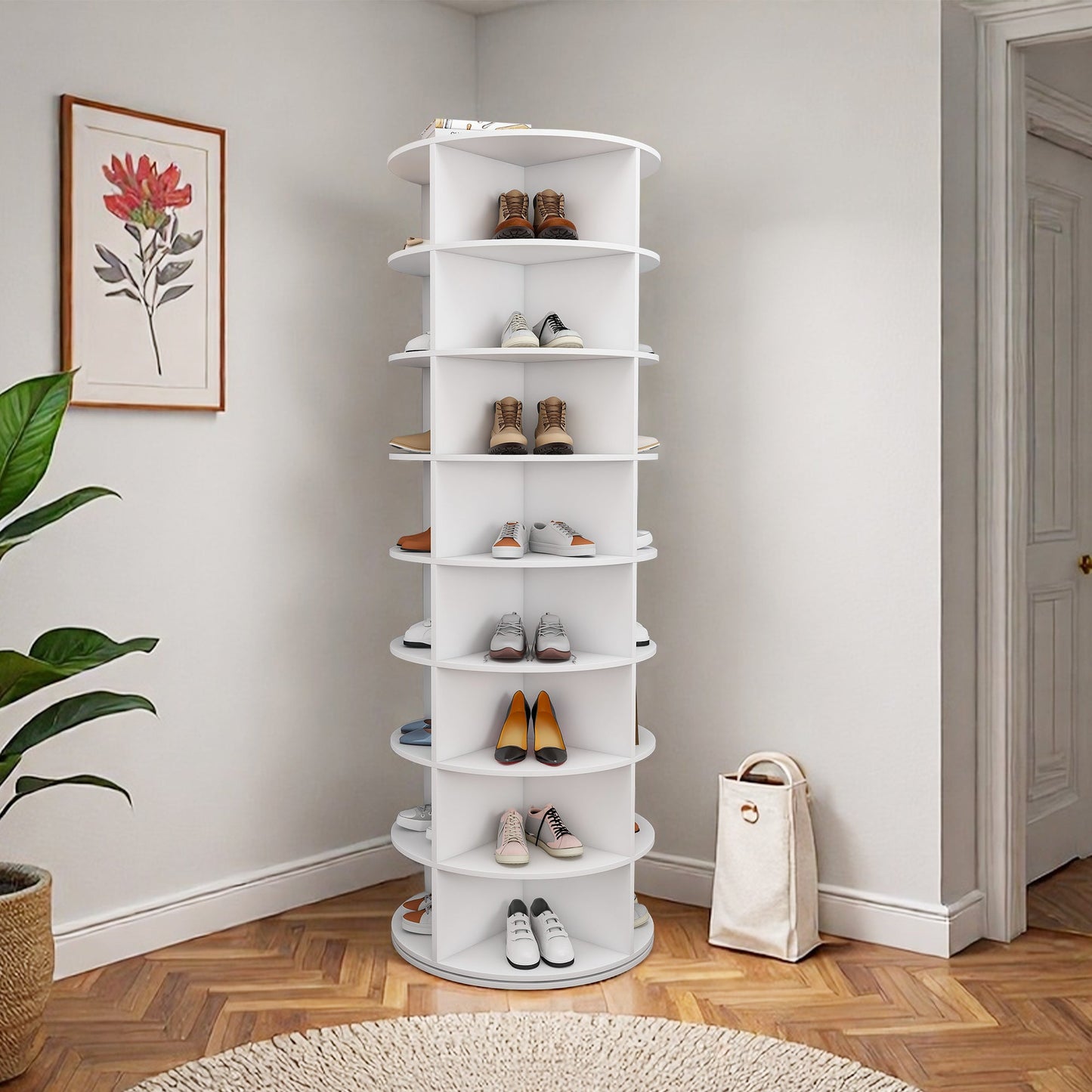 Rotating Shoe Rack Tower, 8-Tier Spinning Storage Rack
