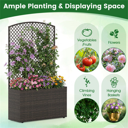 49" Brown PE Rattan Raised Garden Bed