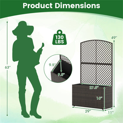 49" Brown PE Rattan Raised Garden Bed