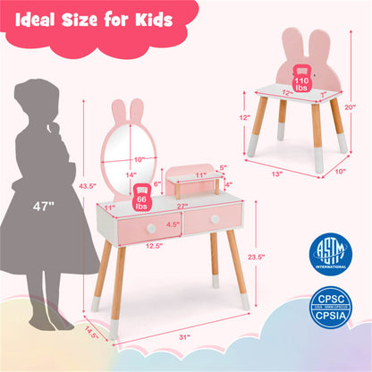 2-in-1 Kids Vanity Table Set