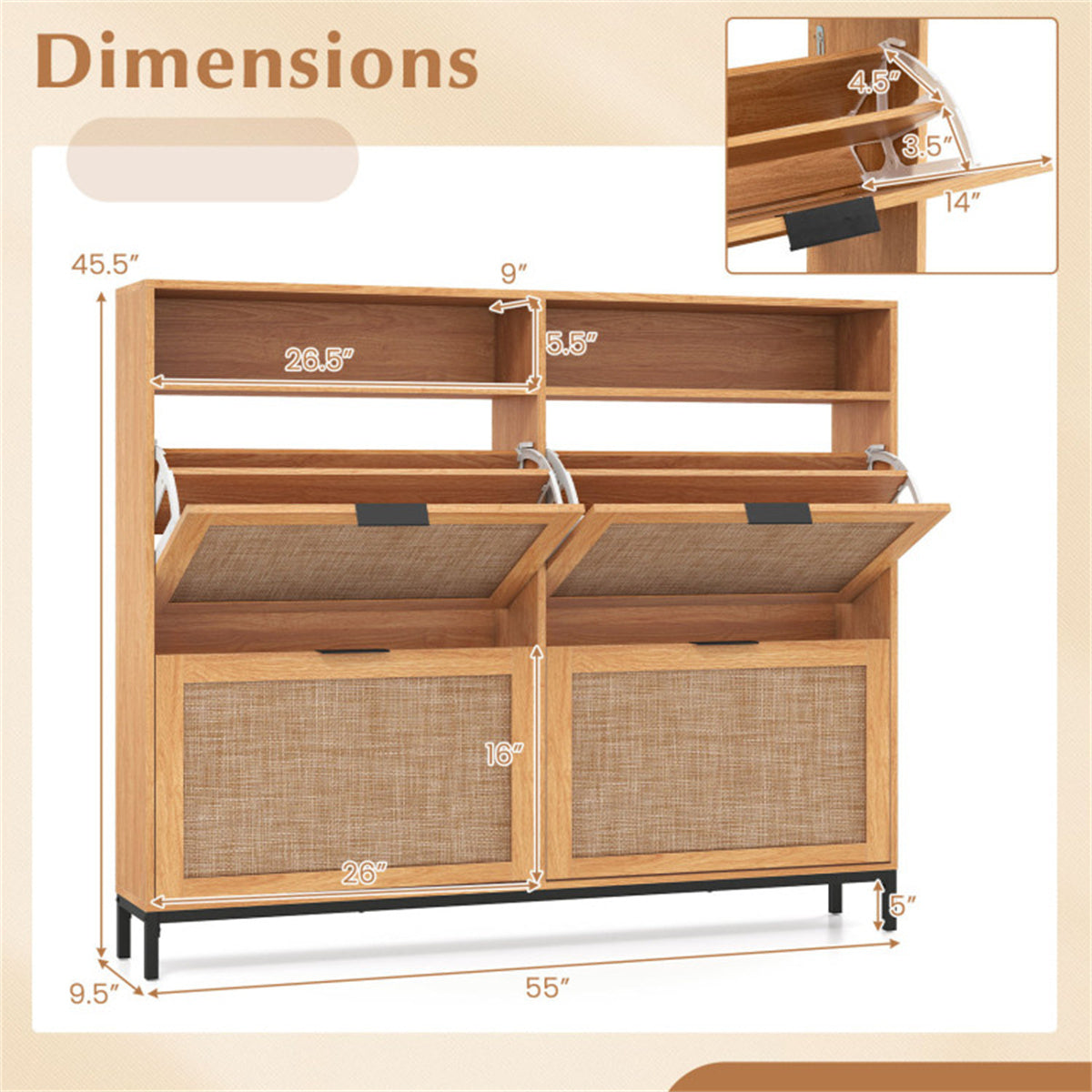 Boho Style Shoe Cabinet Cabinet
