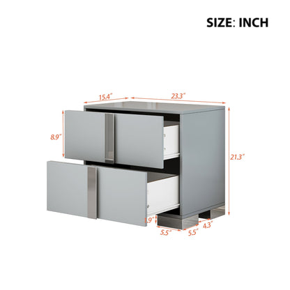 Elegant Nightstand with Metal Foot