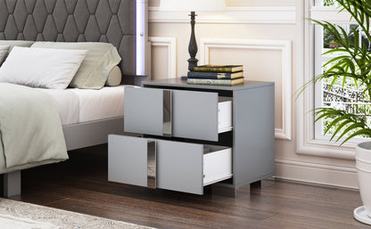Elegant Nightstand with Metal Foot