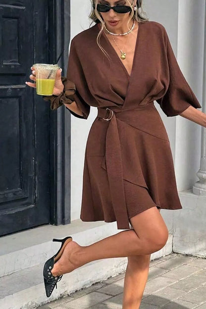 Surplice Half Sleeve Mini Dress