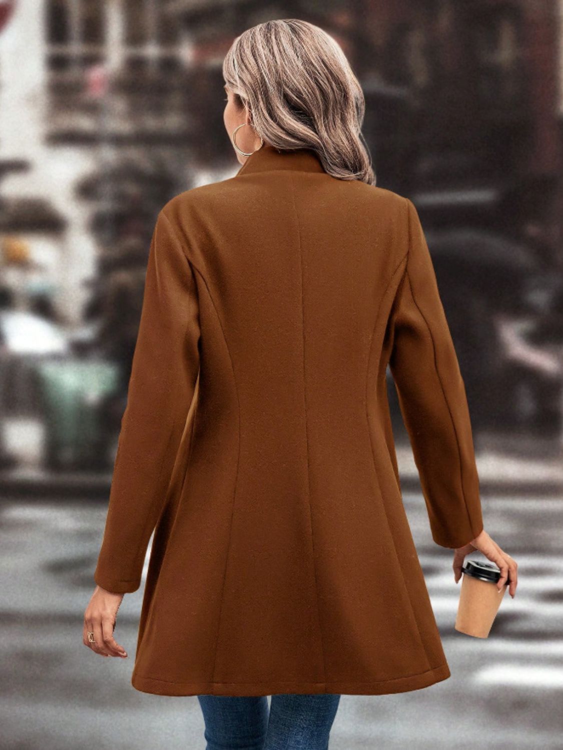 Buttoned Long Sleeve Coat