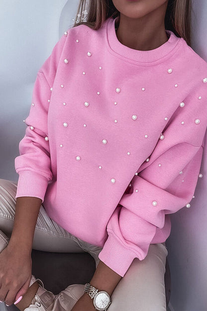 Pearl Detail Ribbed Sweatshirt