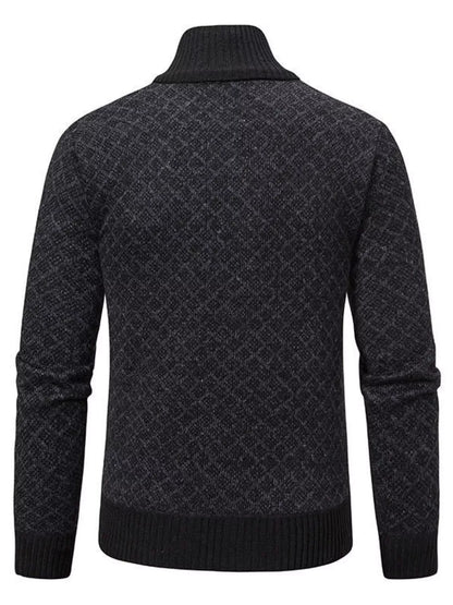 Men's Plus Size Geometric Patterned Full-Zip Cardigan