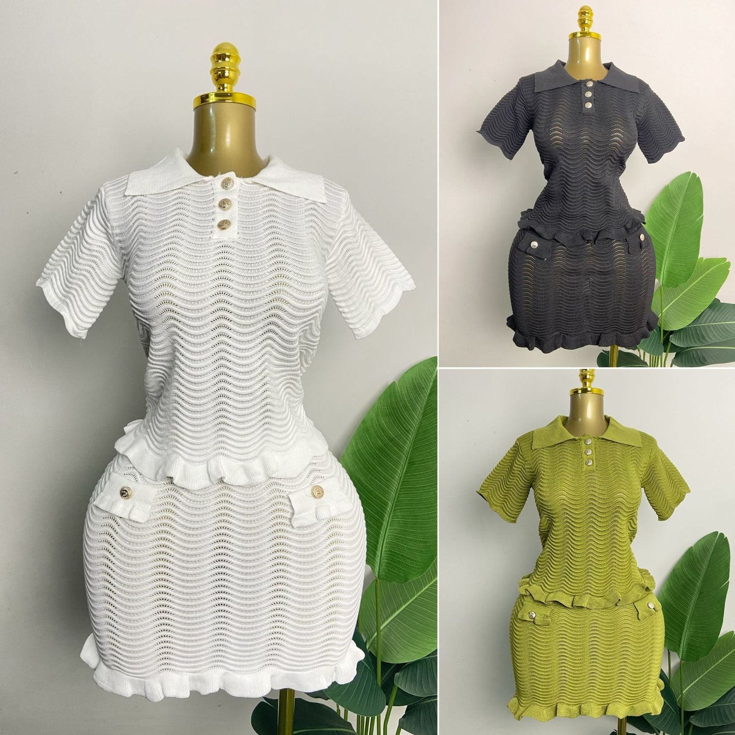 Knitted Short Skirt Suit