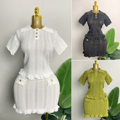 Knitted Short Skirt Suit