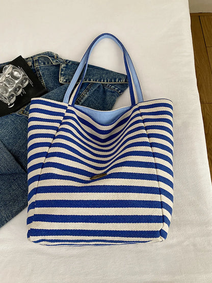 Striped Canvas Tote Bag