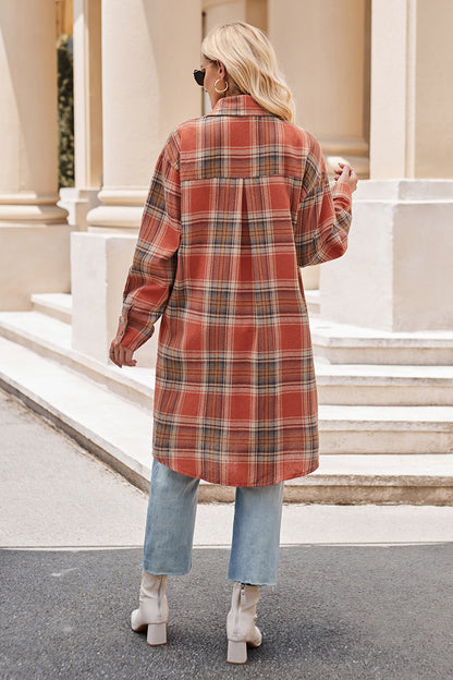 Plaid Long Sleeve Coat